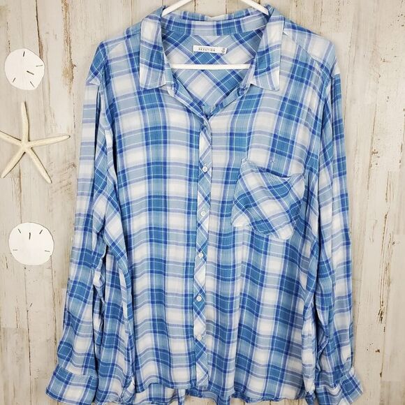 Kenneth Cole Reaction Plaid Button Down Shirt Blue & White Size 2X - Picture 11 of 11